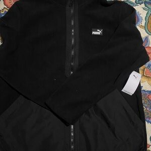 Puma Men’s Polar Fleece Zip-Up Jacket with Woven Detail Size Large